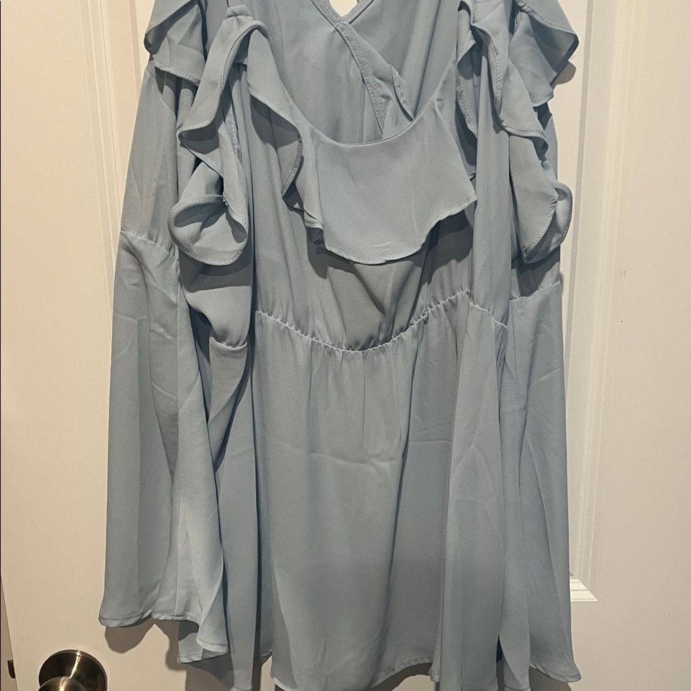 Torrid Light Blue Ruffle top - Picture 5 of 6